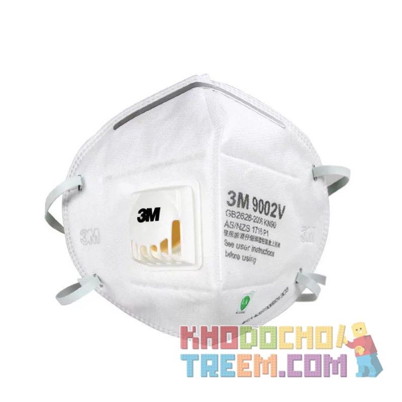 Một cái khẩu trang 3M 9002V KN90 lọc hơn 90% bụi siêu mịn PM2.5 , đeo đầu, chun tổng hợp, chính hãng