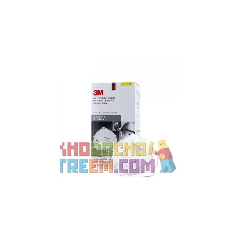 Một cái khẩu trang 3M 9002V KN90 lọc hơn 90% bụi siêu mịn PM2.5 , đeo đầu, chun tổng hợp, chính hãng