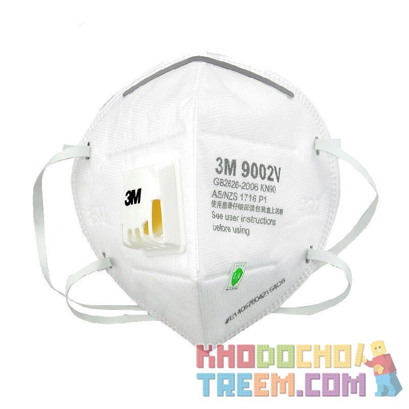 Một cái khẩu trang 3M 9002V KN90 lọc hơn 90% bụi siêu mịn PM2.5 , đeo đầu, chun tổng hợp, chính hãng