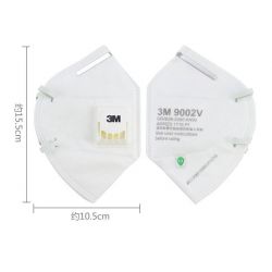 Một cái khẩu trang 3M 9002V KN90 lọc hơn 90% bụi siêu mịn PM2.5 , đeo đầu, chun tổng hợp, chính hãng