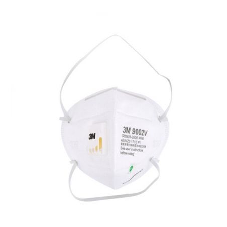 Một cái khẩu trang 3M 9002V KN90 lọc hơn 90% bụi siêu mịn PM2.5 , đeo đầu, chun tổng hợp, chính hãng