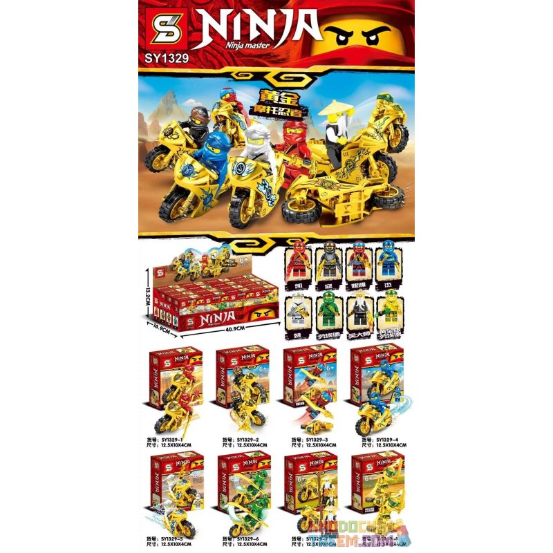 SHENG YUAN SY SY1329 1329 non Lego 8 NINJA MÔ TÔ VÀNG bộ đồ chơi xếp lắp ráp ghép mô hình The Lego Ninjago Movie NINJA NINJA MASTER Ninja Lốc Xoáy