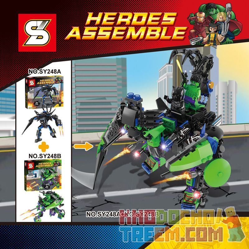 SHENG YUAN SY 248 SY248 SY248A 248A SY248B 248B Xếp hình kiểu Lego SUPER HEROES Black Panther's Evil Mech And Hulk's Electric Switch Armor Ác Quỷ Của Black Panther Và áo Giáp Công Tắc điện Của Hulk gồ SHENG YUAN SY 248 SY248 SY248A 248A SY248B 248B Xếp hình kiểu Lego SUPER HEROES Black Panther's Evil Mech And Hulk's Electric Switch Armor Ác Quỷ Của Black Panther Và áo Giáp Công Tắc điện Của Hulk gồ