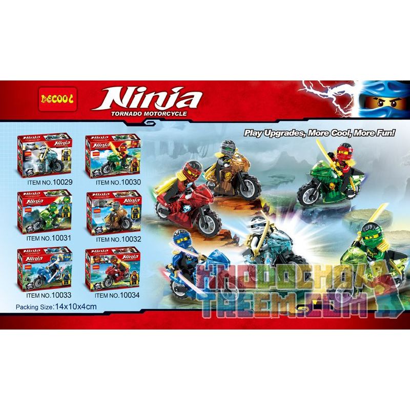 JISI 10034 10033 10032 10031 10030 10029 non Lego XE MÁY TRONG SUỐT MINIFIGURE 6 bộ đồ chơi xếp lắp ráp ghép mô hình The Lego Ninjago Movie Ninja Lốc Xoáy