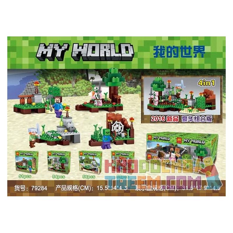 LELE 79284 non Lego CẢNH NHỎ TỨ bộ đồ chơi xếp lắp ráp ghép mô hình Minecraft MY WORLD Game Xây Dựng 216 khối