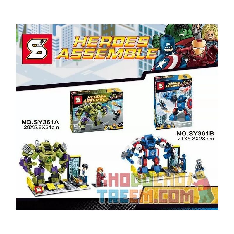 SHENG YUAN SY SY361A 361A SY361B 361B SY361 non Lego HULK MECH ĐỘI MỸ ĐẤU VỚI ULTRON bộ đồ chơi xếp lắp ráp ghép mô hình Super Heroes Siêu Nhân Anh Hùng 234 khối