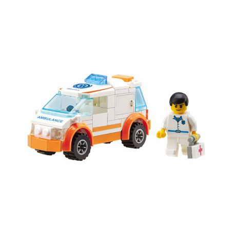 Kazi KY85011 85011 non  XE CỨU THƯƠNG bộ đồ chơi xếp lắp ráp ghép mô hình City CITY RESCUE AMBULANCE Thành Phố 92 khối