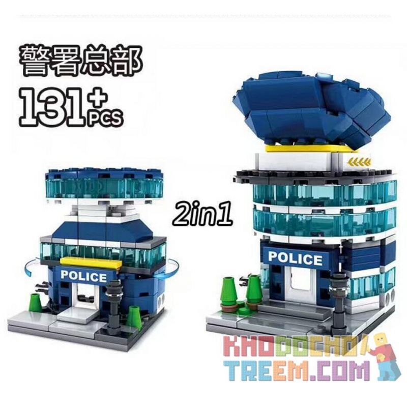 Kazi KY5003 5003 non Lego TRỤ SỞ CẢNH SÁT 2IN1 bộ đồ chơi xếp lắp ráp ghép mô hình Mini Modular ARCHITECTURE POLICE HEADQUARTERS Đường Phố Thu Nhỏ 131 khối