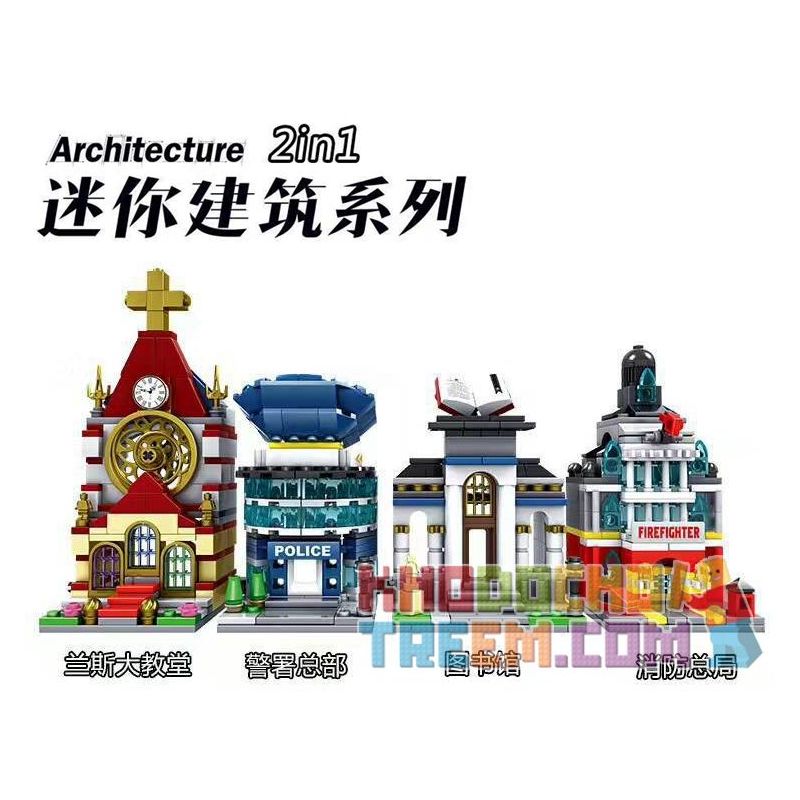 Kazi KY5004 5004 non  PHÒNG CHÁY CHỮA 2IN1 bộ đồ chơi xếp lắp ráp ghép mô hình Mini Modular ARCHITECTURE FIRE DEPARTMENT Đường Phố Thu Nhỏ 141 khối