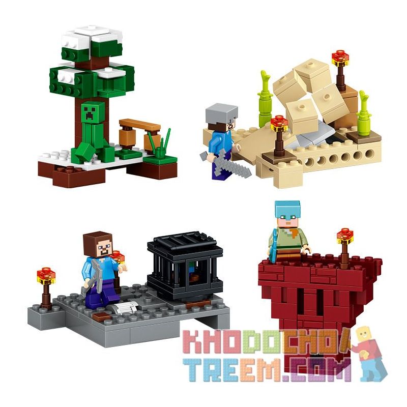 LELE 79159 non Lego PHÁO ĐÀI CẢNH MINIFIGURE 4 LOẠI bộ đồ chơi xếp lắp ráp ghép mô hình Minecraft Game Xây Dựng