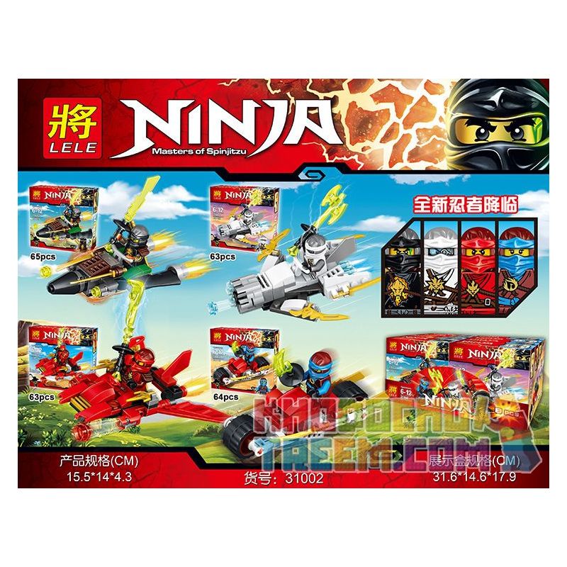 LELE 31002 non Lego 4 XE PHANTOM NINJA MINIATURE bộ đồ chơi xếp lắp ráp ghép mô hình The Lego Ninjago Movie NINJA MASTERS OF SPINJITZU Ninja Lốc Xoáy