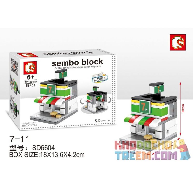 SEMBO WEKKI VIGGI SD6604 6604 non Lego 711 CỬA HÀNG TIỆN LỢI bộ đồ chơi xếp lắp ráp ghép mô hình Mini Modular SEMBO BLOCK 711 Đường Phố Thu Nhỏ 89 khối