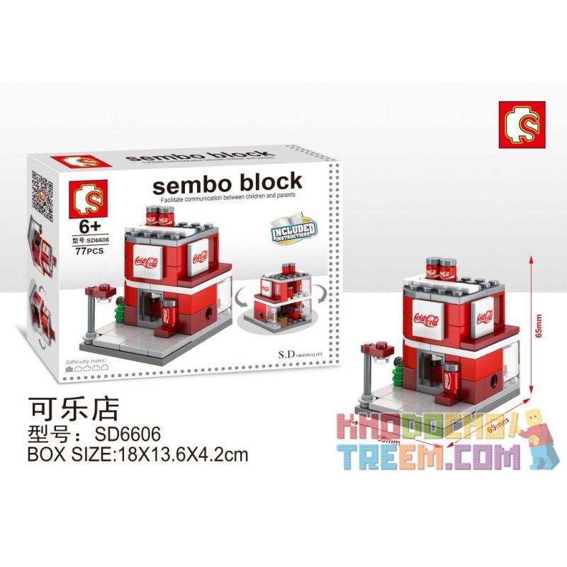 SEMBO WEKKI VIGGI SD6606 6606 non Lego CỬA HÀNG COKE bộ đồ chơi xếp lắp ráp ghép mô hình Mini Modular SEMBO BLOCK Đường Phố Thu Nhỏ 77 khối