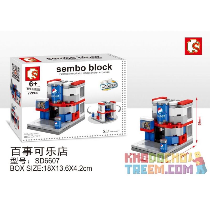SEMBO WEKKI VIGGI SD6607 6607 non Lego CỬA HÀNG PEPSI bộ đồ chơi xếp lắp ráp ghép mô hình Mini Modular SEMBO BLOCK Đường Phố Thu Nhỏ 72 khối