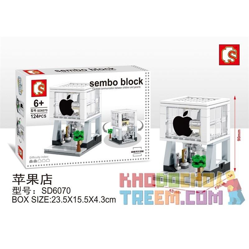 SEMBO 601524 SD6070 6070 non Lego CỬA HÀNG TÁO bộ đồ chơi xếp lắp ráp ghép mô hình Mini Modular HOLIDAY STREET PHONE SHOP Đường Phố Thu Nhỏ 124 khối