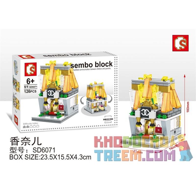 SEMBO 601525 SD6071 6071 non Lego CHẾ ĐỘ XEM PHỐ THU NHỎ CHANEL bộ đồ chơi xếp lắp ráp ghép mô hình Mini Modular HOLIDAY STREET PERFUME SHOP Đường Phố Thu Nhỏ 126 khối