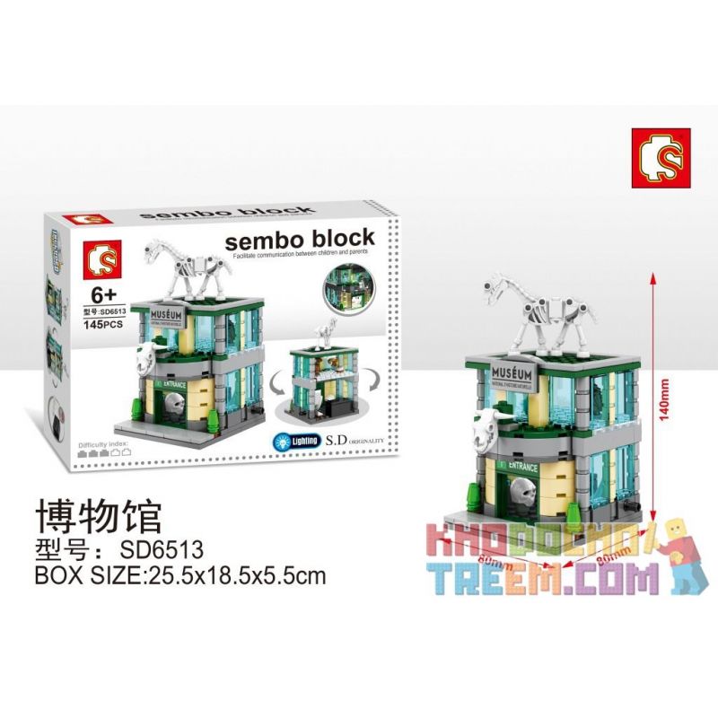 SEMBO WEKKI VIGGI SD6513 6513 non Lego VIỆN BẢO TÀNG bộ đồ chơi xếp lắp ráp ghép mô hình Mini Modular SEMBO BLOCK MUSEUM Đường Phố Thu Nhỏ 145 khối
