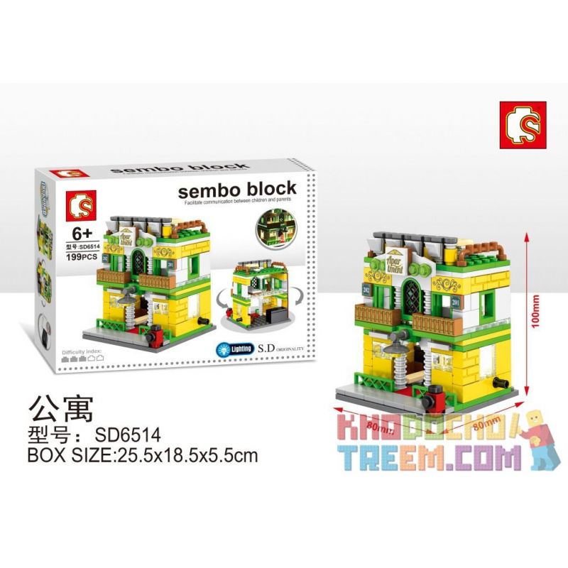 SEMBO WEKKI VIGGI SD6514 6514 non Lego CĂN HỘ CHUNG CƯ bộ đồ chơi xếp lắp ráp ghép mô hình Mini Modular SEMBO BLOCK APARTMENT Đường Phố Thu Nhỏ 199 khối