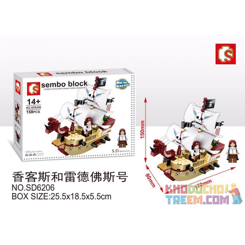 SEMBO SD6206 6206 SHENG YUAN SY SY961B 961B non Lego SHANKS VÀ REDFORTH bộ đồ chơi xếp lắp ráp ghép mô hình One Piece SEMBO BLOCK Đảo Hải Tặc 158 khối