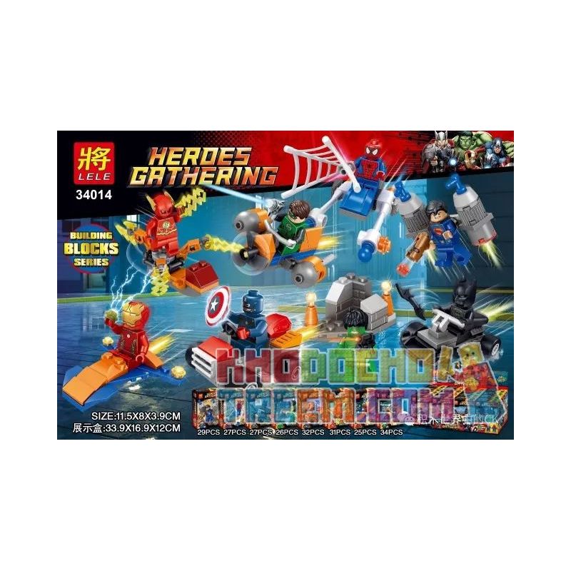 LELE 34014 non Lego 8 XE CẤU HÌNH NHỎ bộ đồ chơi xếp lắp ráp ghép mô hình Super Heroes Siêu Nhân Anh Hùng 231 khối