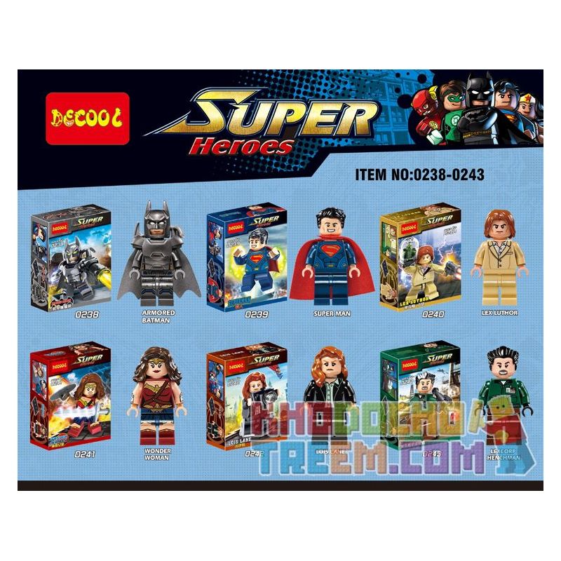 JISI 0238 0239 0240 0241 0242 0243 non Lego 6 NHÂN VẬT NHỎ bộ đồ chơi xếp lắp ráp ghép mô hình Dc Comics Super Heroes Siêu Anh Hùng Dc