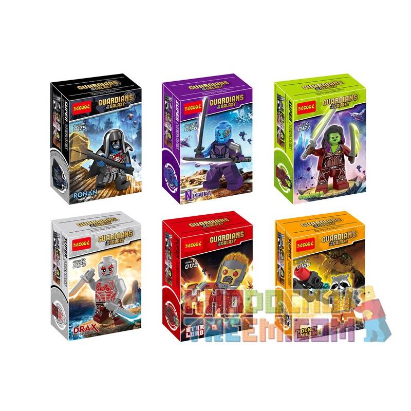 JISI 0175 0176 0177 0178 0179 0180 non Lego GUARDIANS OF THE GALAXY MINIFIGURE 6 bộ đồ chơi xếp lắp ráp ghép mô hình Super Heroes Siêu Nhân Anh Hùng