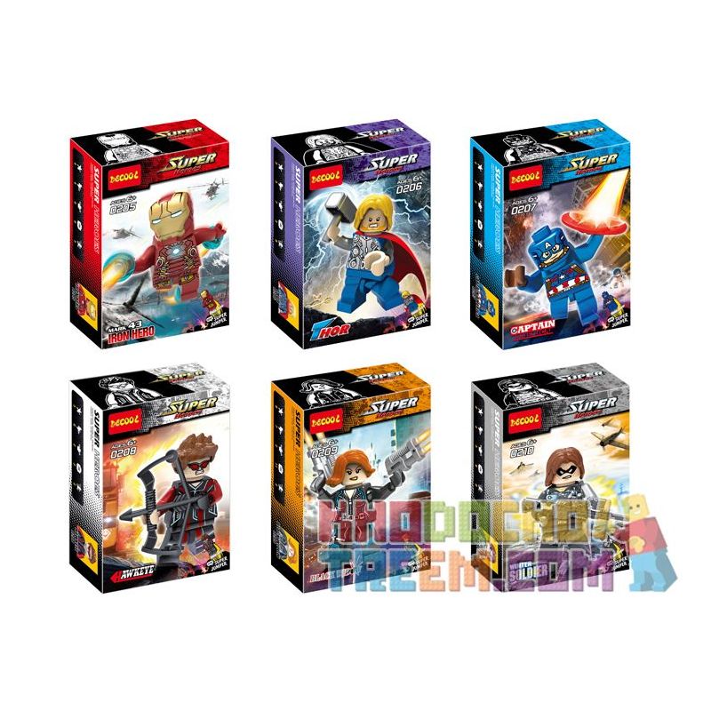 JISI 0205 0206 0207 0208 0209 0210 non Lego AVENGERS 2 MINIFIGURE 6 MÔ HÌNH bộ đồ chơi xếp lắp ráp ghép mô hình Super Heroes Siêu Nhân Anh Hùng