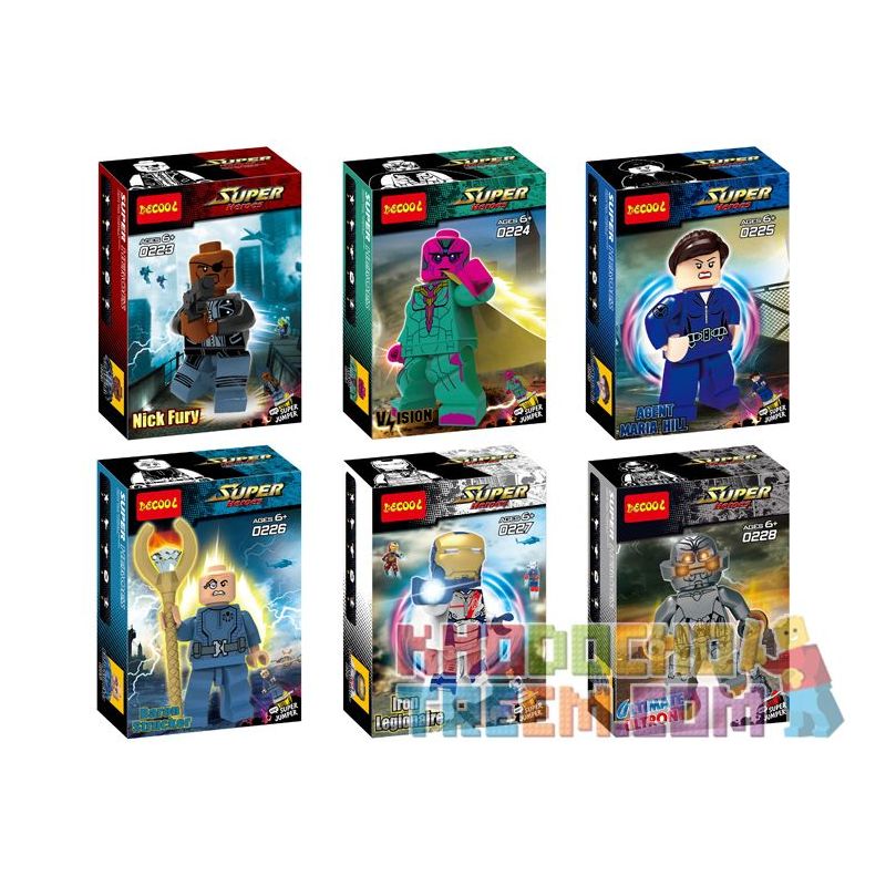 JISI 0223 0224 0225 0226 0227 0228 non Lego SIÊU ANH HÙNG MINIFIGURE 6 bộ đồ chơi xếp lắp ráp ghép mô hình Super Heroes Siêu Nhân Anh Hùng