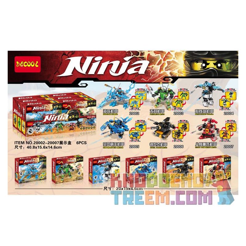 JISI 20002 20003 20004 20005 20006 20007 non Lego MECH SUIT 6 LOẠI bộ đồ chơi xếp lắp ráp ghép mô hình The Lego Ninjago Movie Ninja Lốc Xoáy