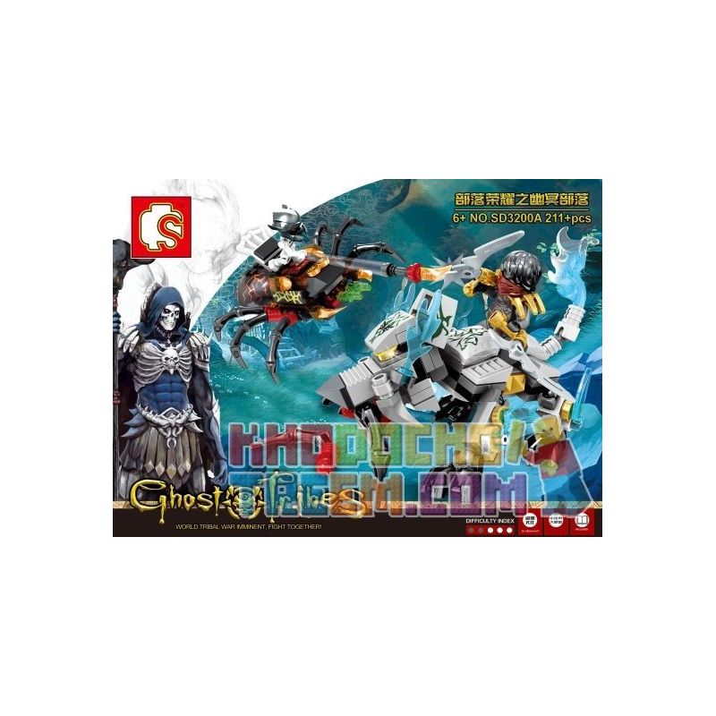 SEMBO WEKKI VIGGI SD3200A 3200A non  NETHER HORDE OF GLORY ROGUE-CREDO VS NIGHTMARE SPIDER-EVIL CLAW bộ đồ chơi xếp lắp ráp ghép mô hình Chronicles Of The Ghostly Tribe GHOST TRIBES Bộ Tộc Ma 211 khối