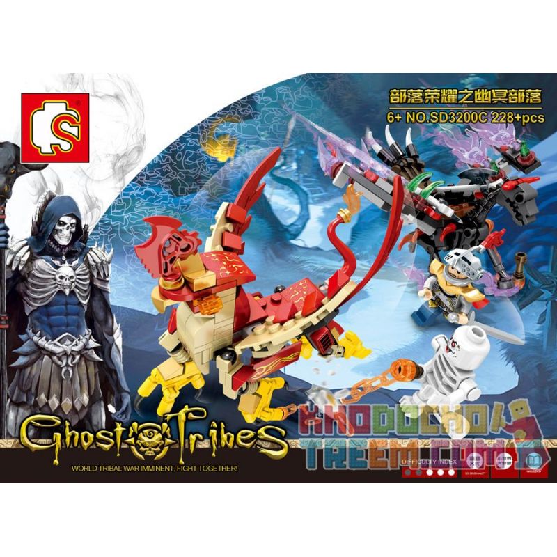 SEMBO WEKKI VIGGI SD3200C 3200C non  NETHER HORDE OF GLORY SWORD AND SHIELD WARRIOR-AMY VS. UNDEAD MASTER-NETHER bộ đồ chơi xếp lắp ráp ghép mô hình Chronicles Of The Ghostly Tribe GHOST TRIBES Bộ Tộc Ma 228 khối