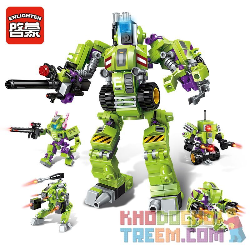 Enlighten 1802 Qman 1802 non  FOUR IN ONE VANGUARD bộ đồ chơi xếp lắp ráp ghép mô hình Transformers SUPER MECHA LEAGUE Robot Đại Chiến Người Máy Biến Hình 253 khối