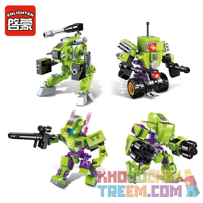 Enlighten 1802 Qman 1802 non  FOUR IN ONE VANGUARD bộ đồ chơi xếp lắp ráp ghép mô hình Transformers SUPER MECHA LEAGUE Robot Đại Chiến Người Máy Biến Hình 253 khối