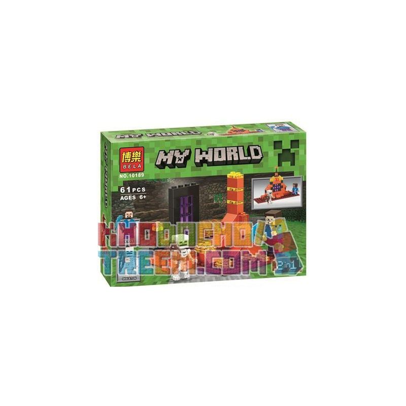 Bela 10189 Lari 10189 non Lego KHOẢN TIỀN GỬI NHỎ 2 TRONG 1 bộ đồ chơi xếp lắp ráp ghép mô hình Minecraft MY WORLD Game Xây Dựng 61 khối