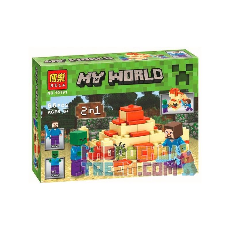 Bela 10191 Lari 10191 non Lego NGÔI ĐỀN bộ đồ chơi xếp lắp ráp ghép mô hình Minecraft MY WORLD Game Xây Dựng 66 khối