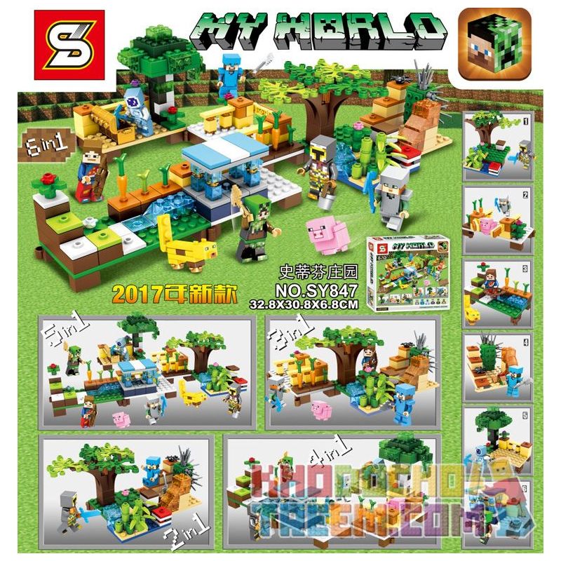 SHENG YUAN SY SY847 non Lego STEVEN MANOR 6IN1. bộ đồ chơi xếp lắp ráp ghép mô hình Minecraft MY WORLD Game Xây Dựng