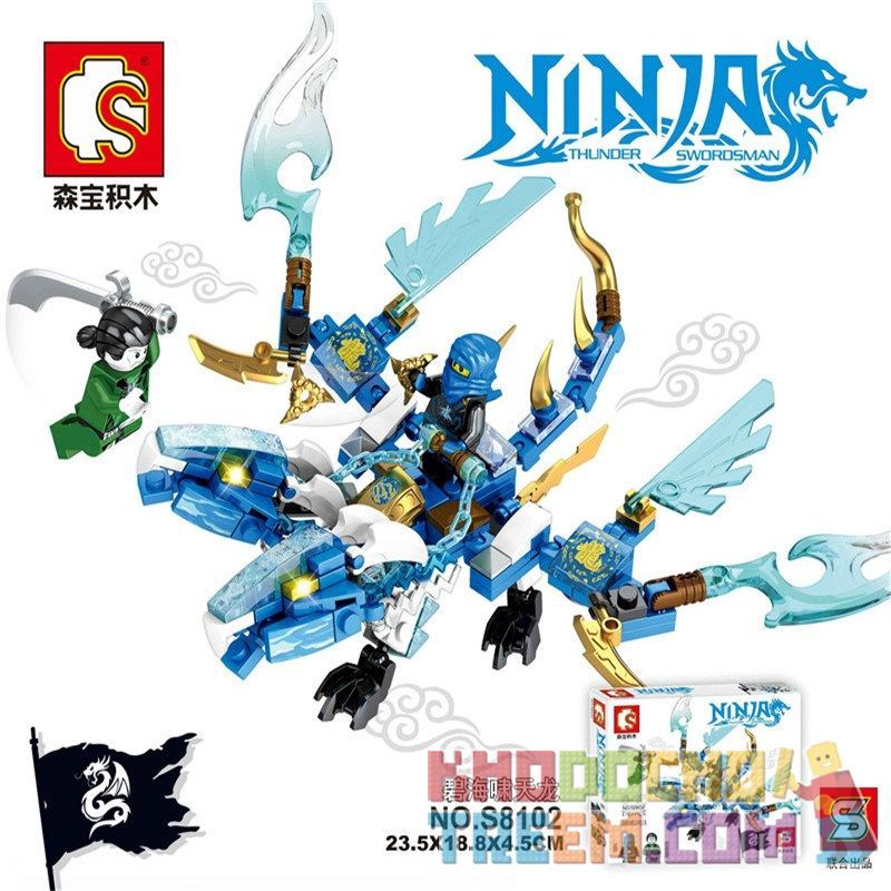 SHENG YUAN SY S8102 8102 non Lego NGỌC RỒNG TSUNAMI bộ đồ chơi xếp lắp ráp ghép mô hình The Lego Ninjago Movie NINJA THUNDER SWORDSMAN Ninja Lốc Xoáy 176 khối