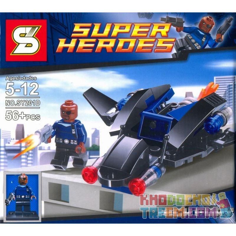 SHENG YUAN SY SY201D 201D non Lego CYCLOPS NICK FURY bộ đồ chơi xếp lắp ráp ghép mô hình Super Heroes Siêu Nhân Anh Hùng 56 khối