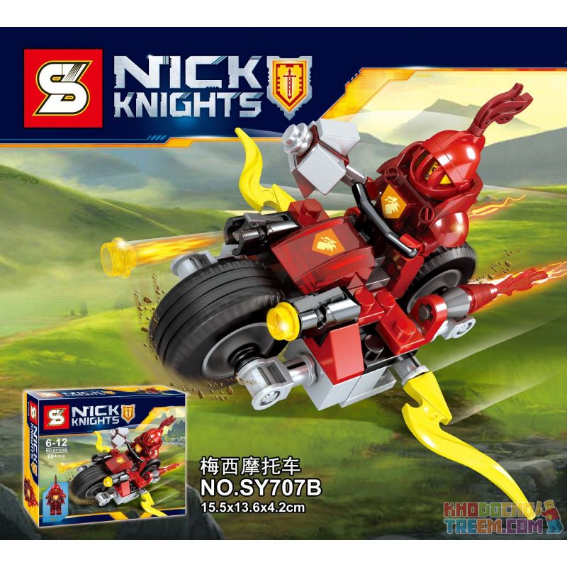SHENG YUAN SY SY707B 707B non Lego MESSI MÔ TÔ bộ đồ chơi xếp lắp ráp ghép mô hình Nexo Knights NICK KNIGHTS MACY Hiệp Sỹ Nexo 80 khối