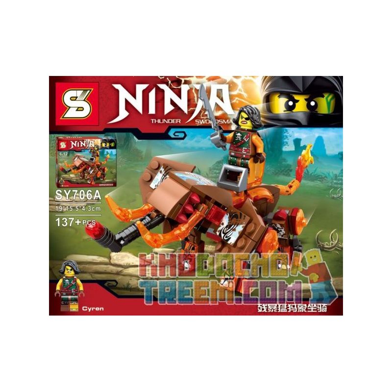 SHENG YUAN SY SY706A 706A non Lego NÚI MAMMOTH TÀN BẠO bộ đồ chơi xếp lắp ráp ghép mô hình The Lego Ninjago Movie CYREN & MAMMOTH Ninja Lốc Xoáy 137 khối