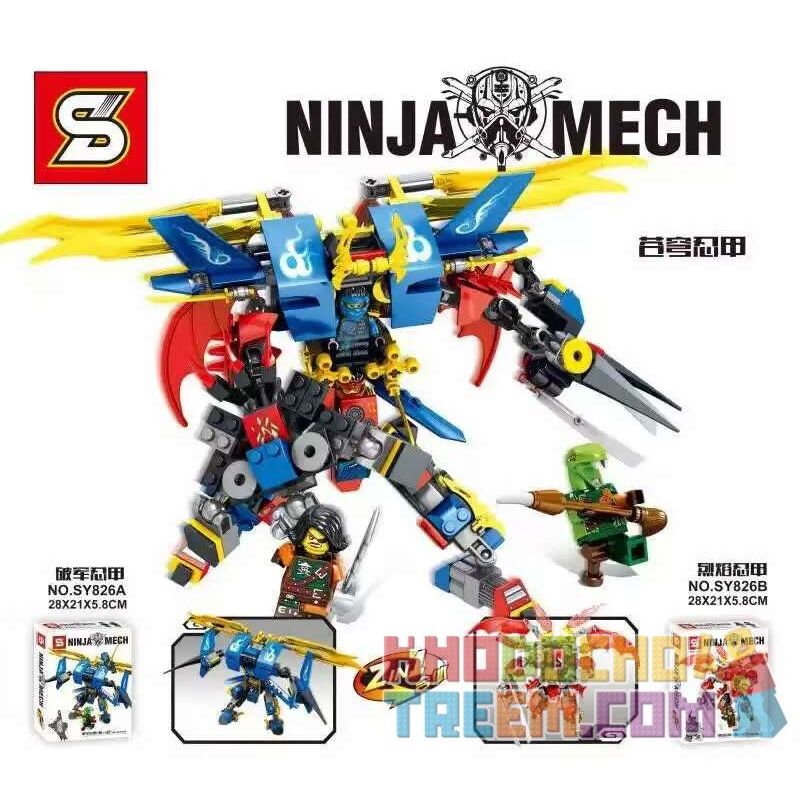 SHENG YUAN SY SY826A 826A SY826B 826B SY826 non Lego CƠ CHẾ KẾT HỢP ÁO GIÁP SKY NINJA bộ đồ chơi xếp lắp ráp ghép mô hình The Lego Ninjago Movie NINJA MECH Ninja Lốc Xoáy