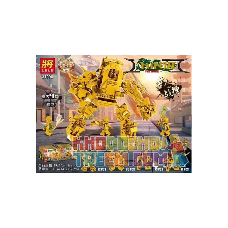 LELE 31098 non Lego PHIÊN BẢN KẾT HỢP VÀNG GOLD ARES 4 bộ đồ chơi xếp lắp ráp ghép mô hình The Lego Ninjago Movie Ninja Lốc Xoáy 282 khối