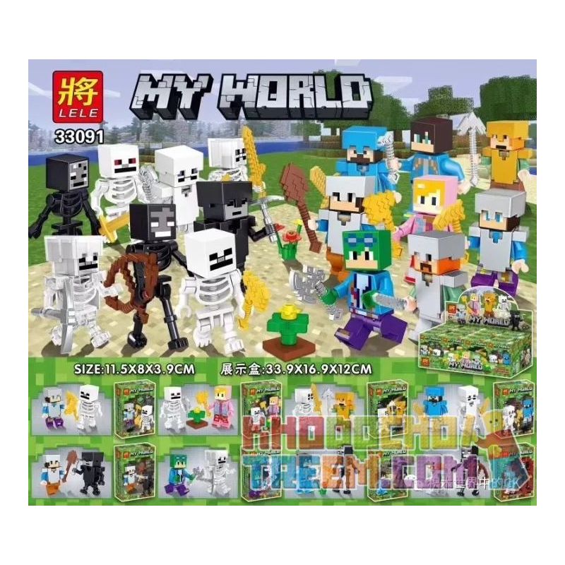 LELE 33091 Xếp hình kiểu Lego MINECRAFT MY WORLD 8 Models 8 Nhân Vật Nhỏ Và Bộ Xương LELE 33091 Xếp hình kiểu Lego MINECRAFT MY WORLD 8 Models 8 Nhân Vật Nhỏ Và Bộ Xương