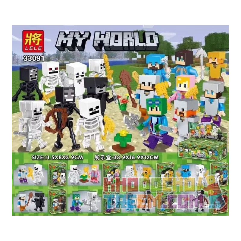 LELE 33091 Xếp hình kiểu Lego MINECRAFT MY WORLD 8 Models Of Minifigures And Skeletons 8 Nhân Vật Nhỏ Và Bộ Xương 