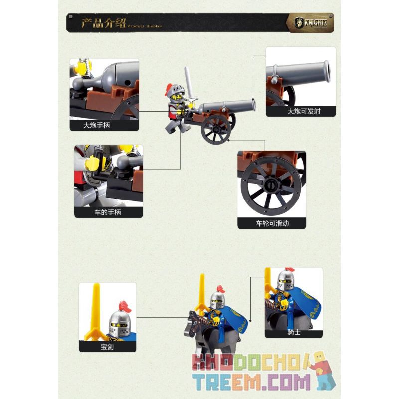 Enlighten 1012 Qman 1012 non  TRANH GIÀNH PHÁO bộ đồ chơi xếp lắp ráp ghép mô hình Medieval Castle CASTLE KNIGHTS FIGHTING Chiến Tranh Trung Cổ 42 khối