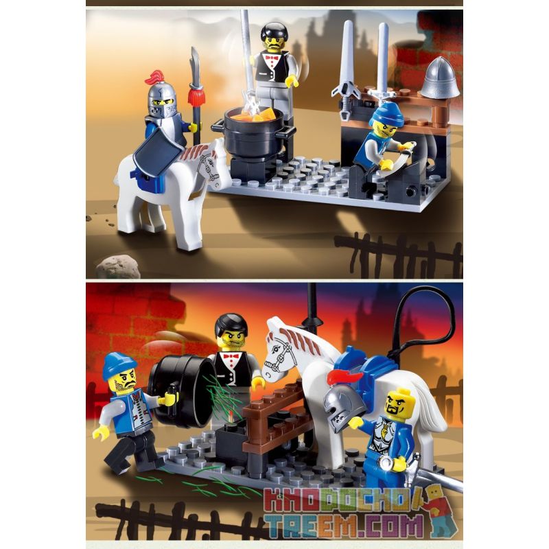 Enlighten 1013 Qman 1013 non  LÒ RÈN bộ đồ chơi xếp lắp ráp ghép mô hình Medieval Castle CASTLE KNIGHTS SMITHY Chiến Tranh Trung Cổ 81 khối