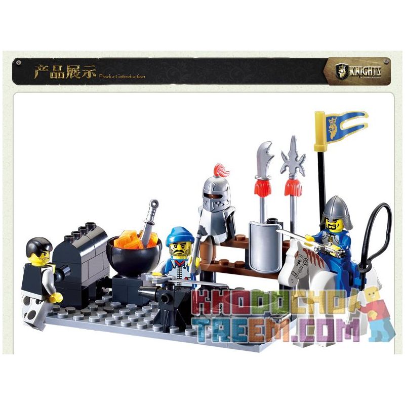 Enlighten 1013 Qman 1013 non  LÒ RÈN bộ đồ chơi xếp lắp ráp ghép mô hình Medieval Castle CASTLE KNIGHTS SMITHY Chiến Tranh Trung Cổ 81 khối