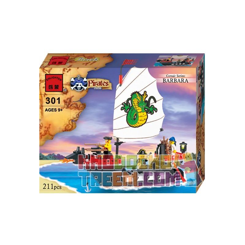 Enlighten 301 Qman 301 non  TÀU CƯỚP BIỂN BARBARA bộ đồ chơi xếp lắp ráp ghép mô hình Pirates Of The Caribbean CORSAIR BARBARA Cướp Biển Vùng Caribe 211 khối