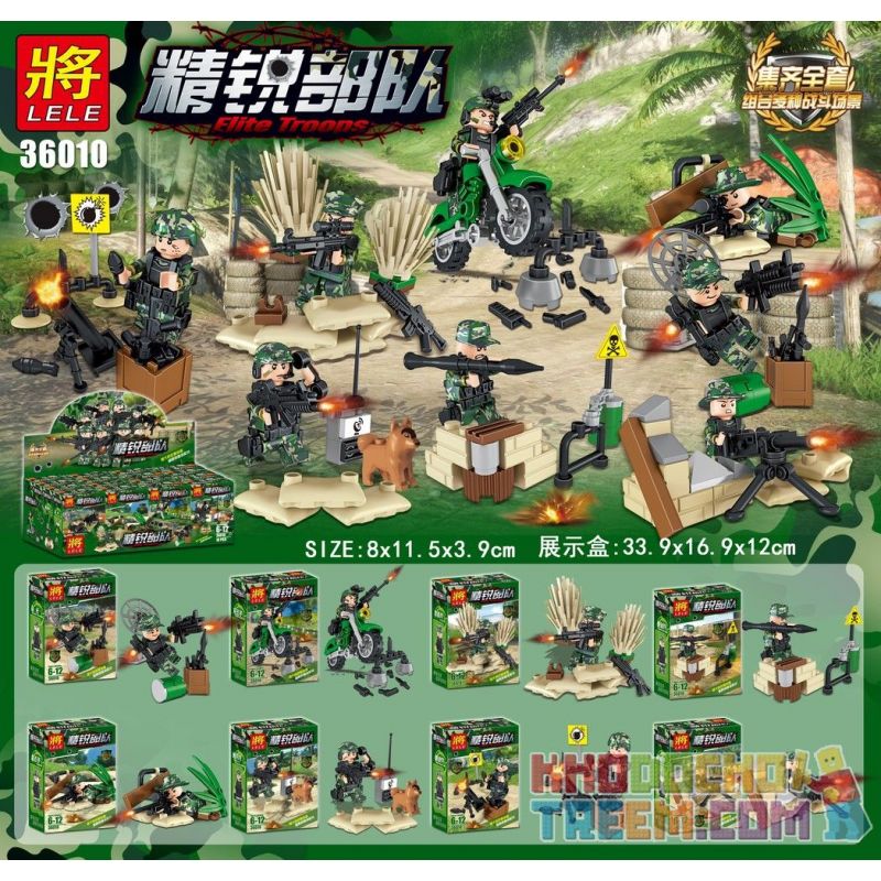 LELE 36010 Xếp hình kiểu Lego MILITARY ARMY Elite Troops Elite Force Minifigures Small Scenes 8 Đội Quân Tinh Nhuệ 8 Cảnh Nhỏ Nhỏ 