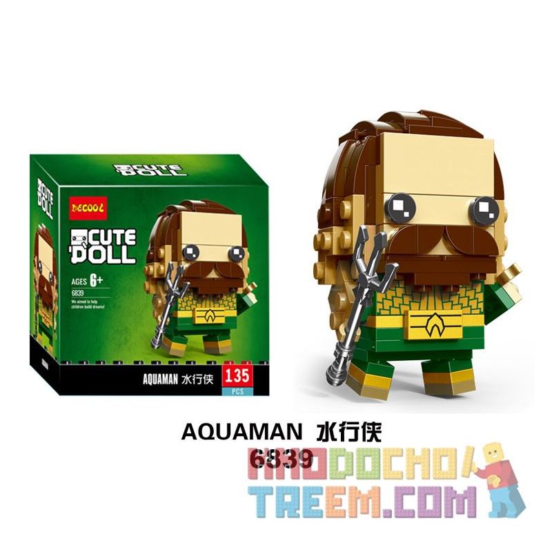 Decool 6839 Jisi 6839 LEPIN 43029 Xếp hình kiểu Lego BRICKHEADZ Aquaman Fangtai Haiwang Aquaman 135 khối